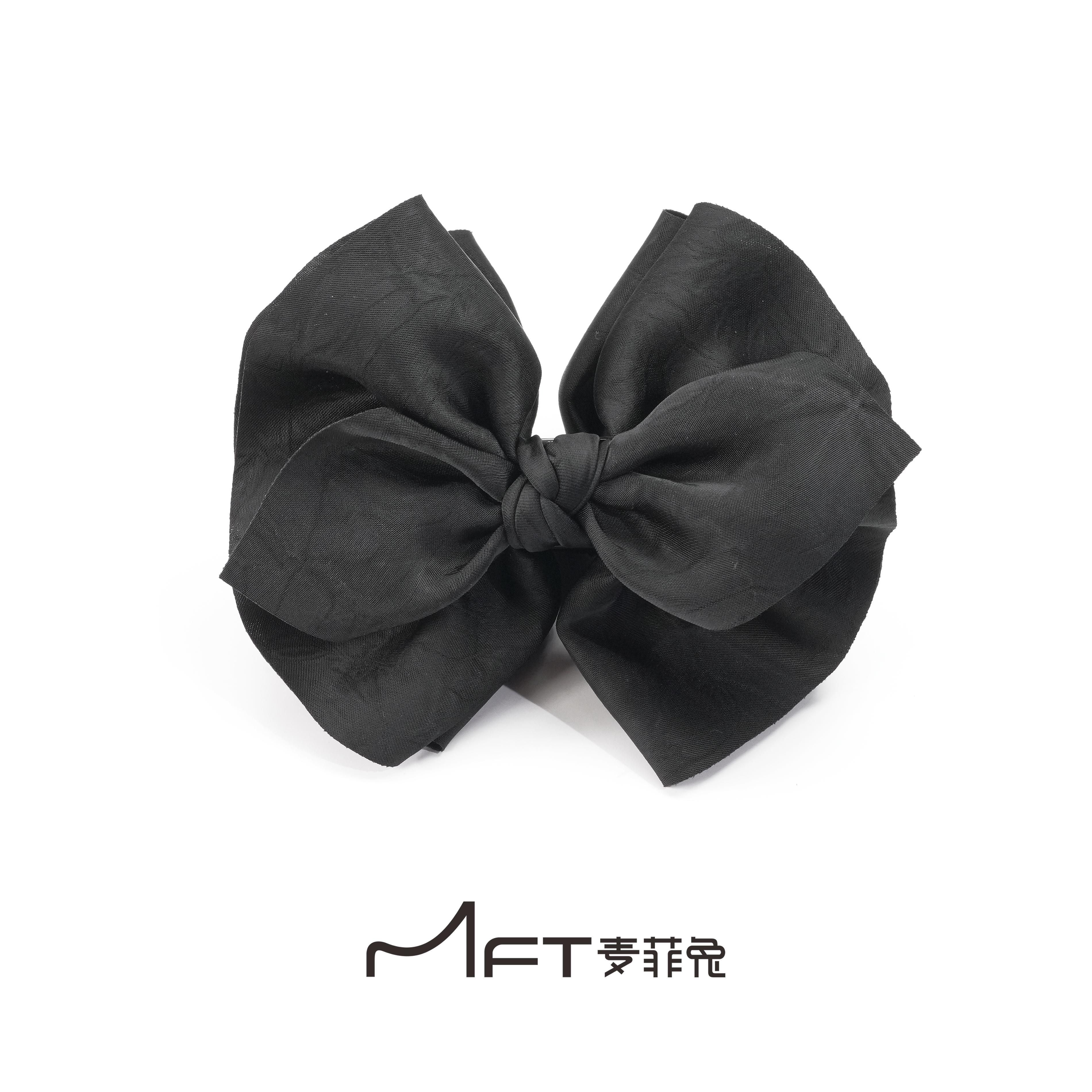 赫本纪事丸子夹2025新款黑色简约蝴蝶结显发量懒人丸子头抓夹发饰