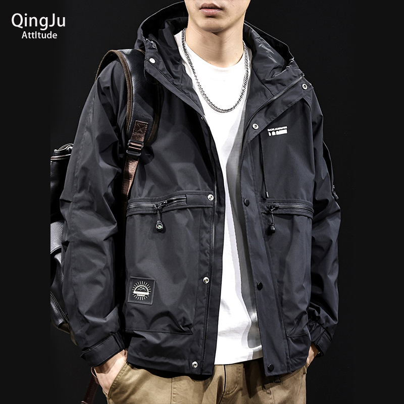 工装冲锋衣男外套百搭2025新款秋冬潮牌户外潮流连帽保暖夹克休闲