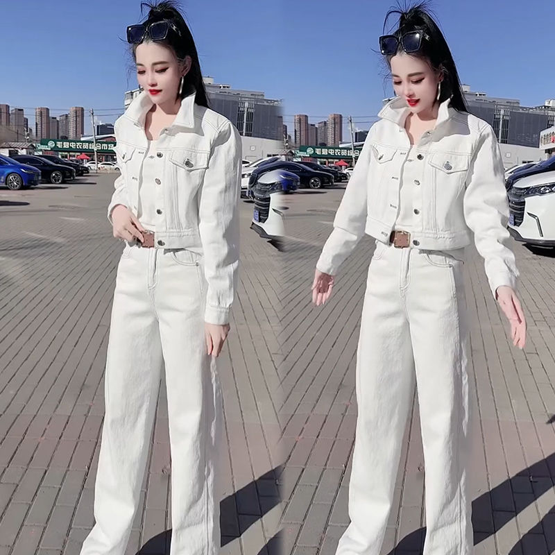 2025高级时尚牛仔套装女春宽松大码显瘦气质洋气网红高档两件套潮