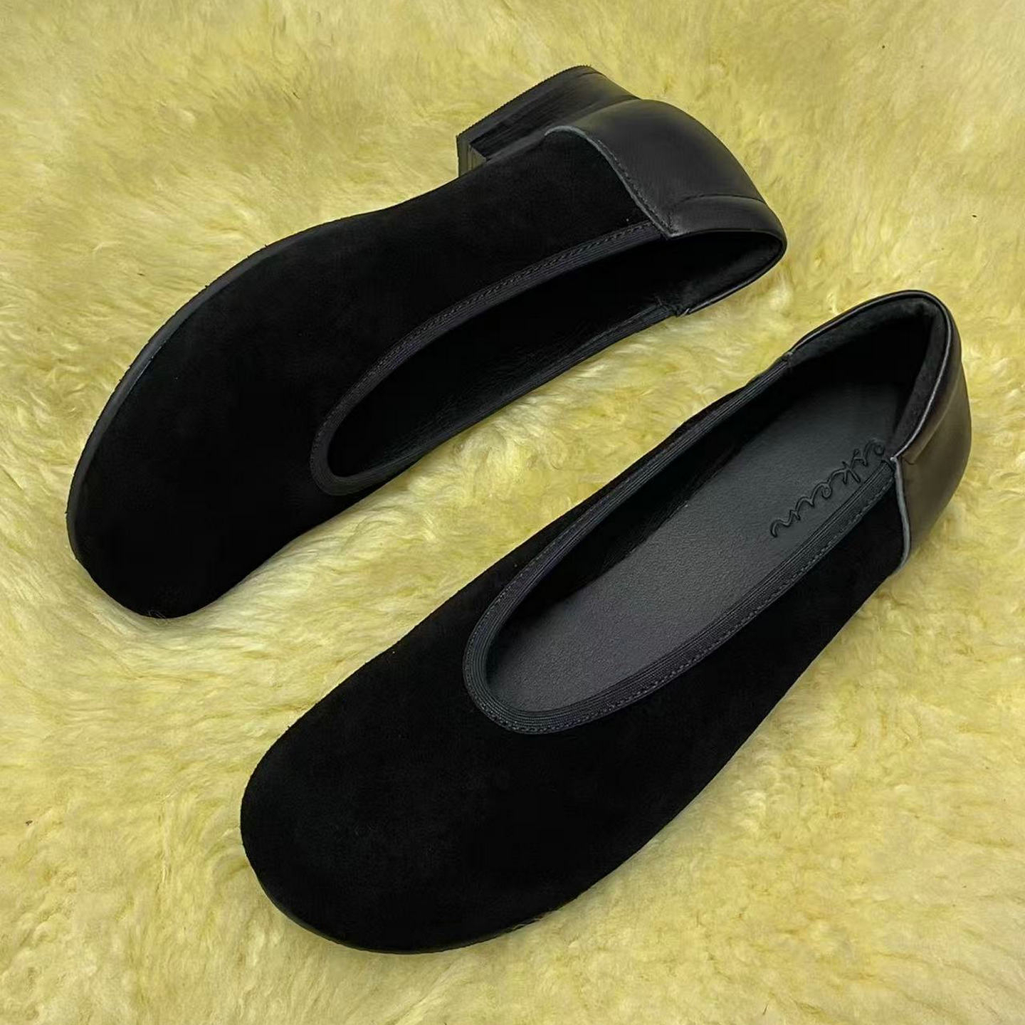 ESKEIN真皮森系田园复古风奶奶鞋深口单鞋妈妈鞋大码胖脚宽脚女鞋