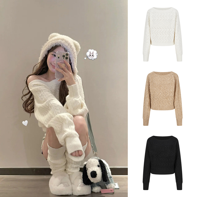 MosesQueen/魔西女王韩系慵懒风宽松针织衫气质长袖显瘦设计感