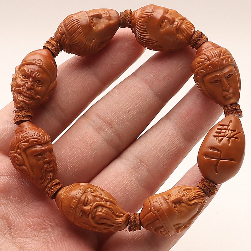 手把件雕刻五虎上将手串三国演义文玩把件男蜀国七雄1.7x2.5