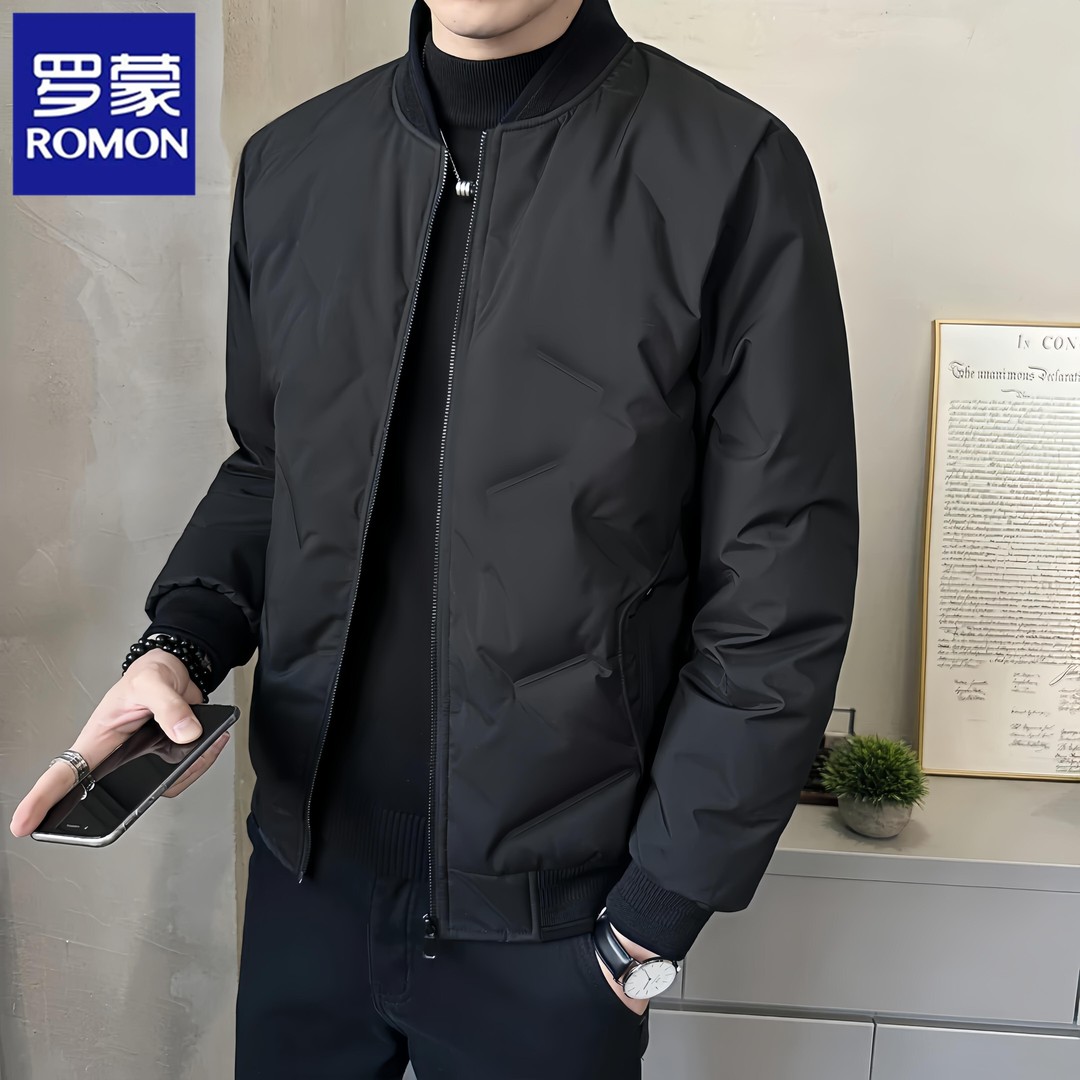 Romon/罗蒙男士冬季棒球领休闲时尚轻薄羽绒服保暖韩版百搭外套潮