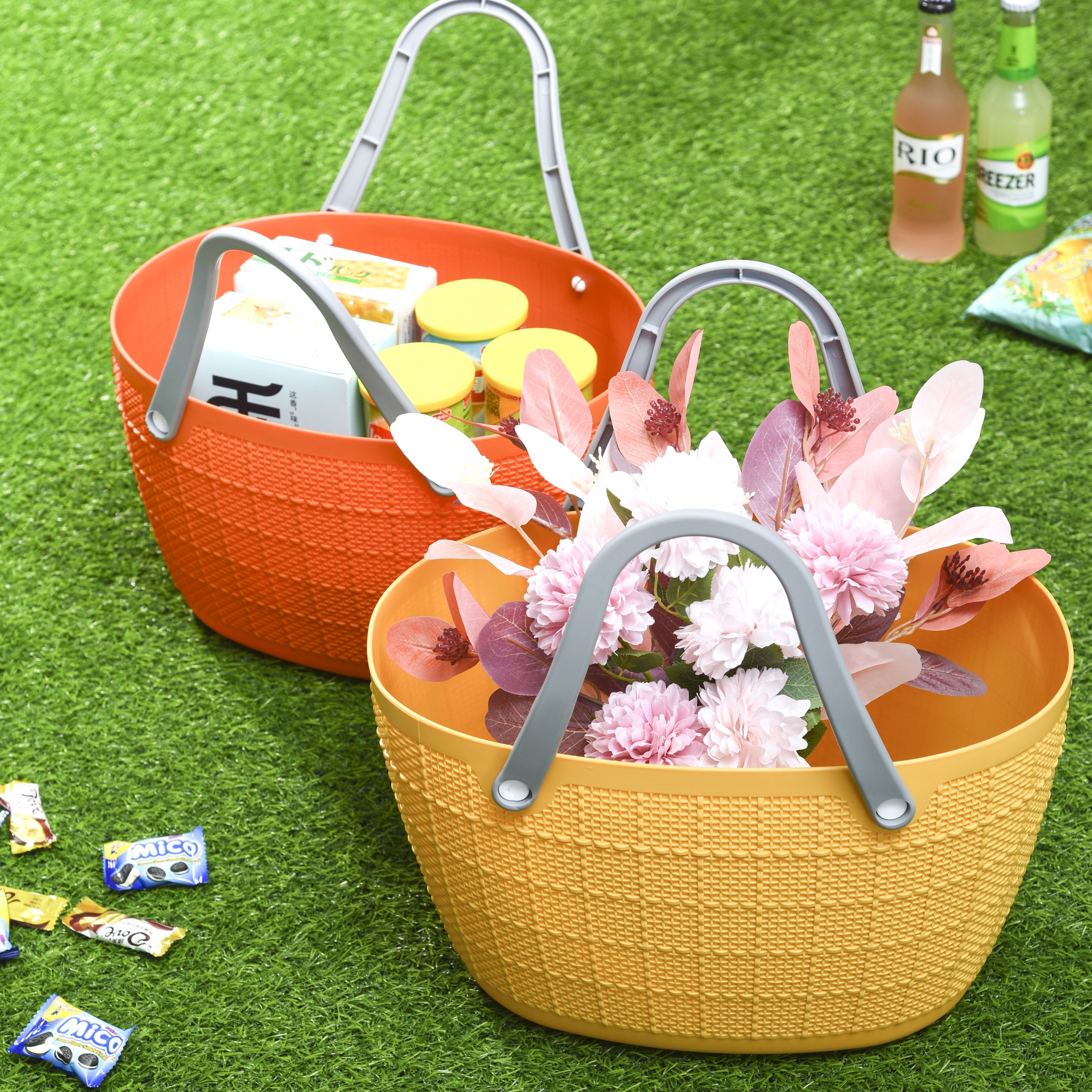 多功能收纳篮软塑料收纳筐衣物桶浴筐衣篓购物篮野餐篮脏衣收纳筐