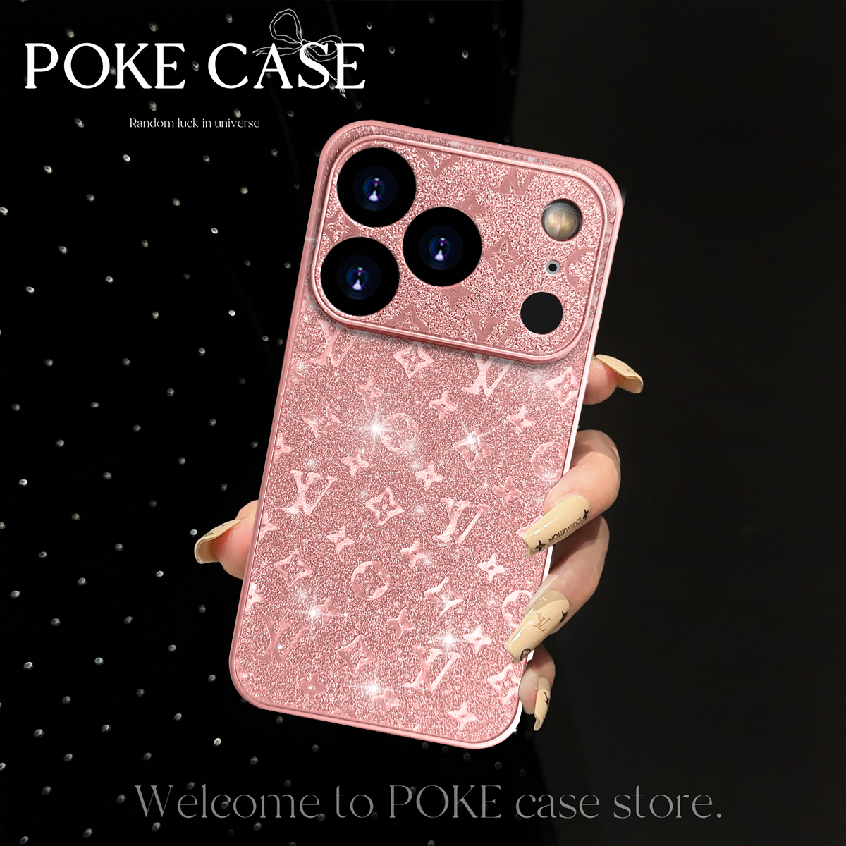 金属漆玻璃闪片适用苹果17PROMAX华为vivo小米oppo手链手机壳