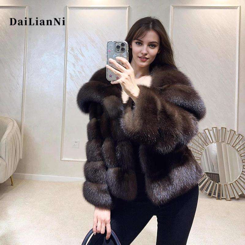 皮大衣大翻领时装款小个子女2025秋冬环保皮草外套黑金