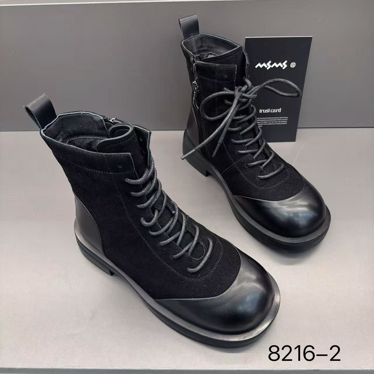 玛莎玛索冬季新款大棉8216-2时尚百搭休闲羊猄皮女鞋棉鞋侧拉链