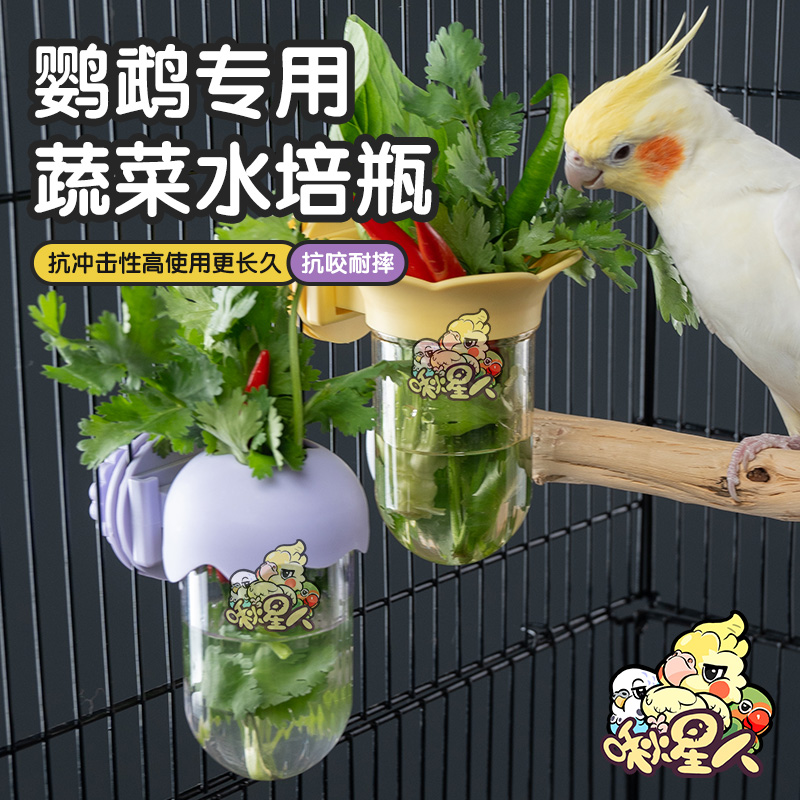 鹦鹉可爱创意蔬菜喂食器玄凤牡丹和尚鸟用专用水杯花插