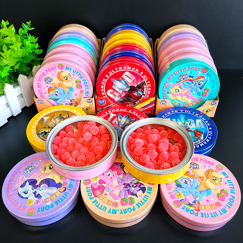 卡通王小马宝莉糖果软糖益生菌水果汁儿童奥特曼零食盒装