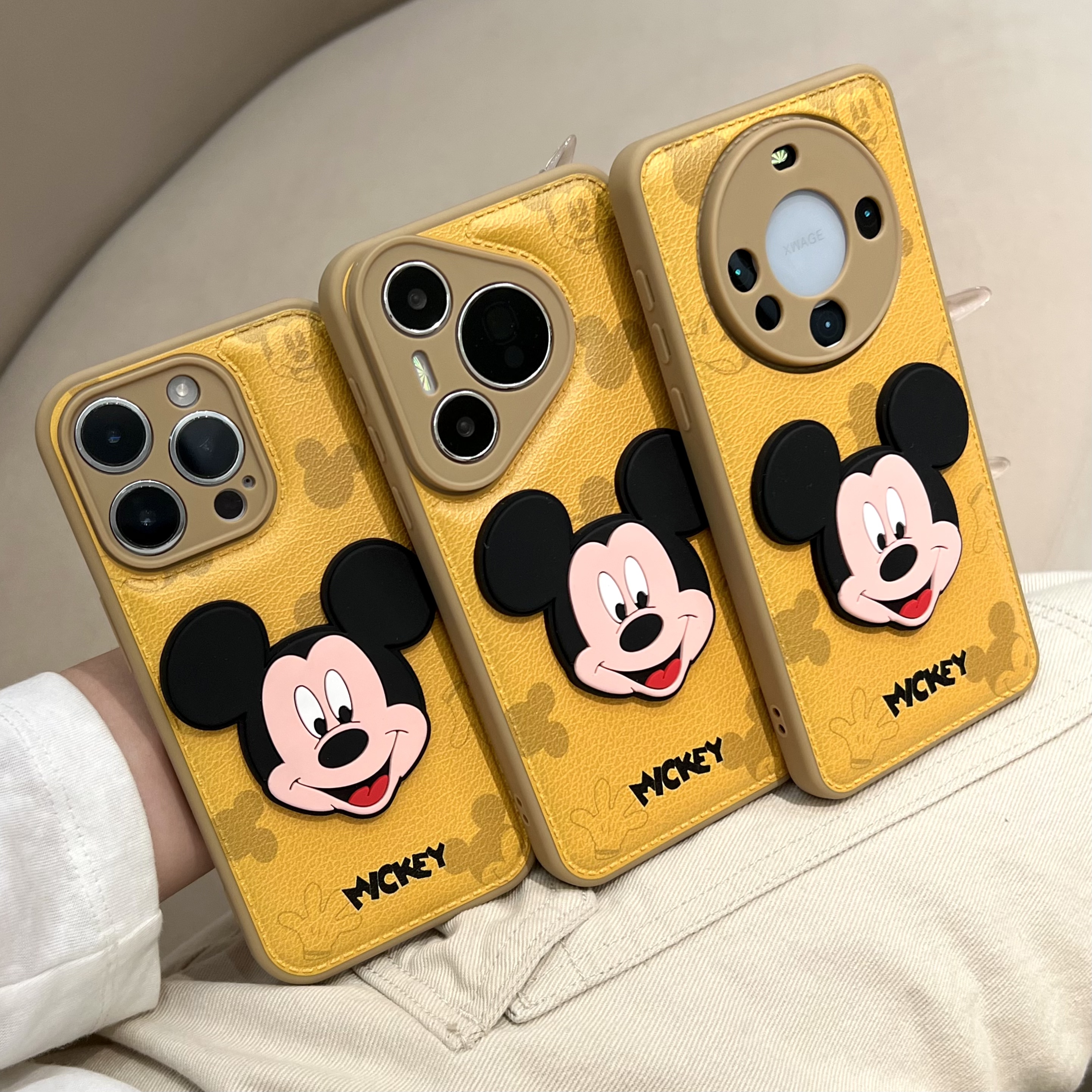 奥菲顿黄底米奇贴片适用苹果17/16气垫手机壳华为P70vivo小米oppo