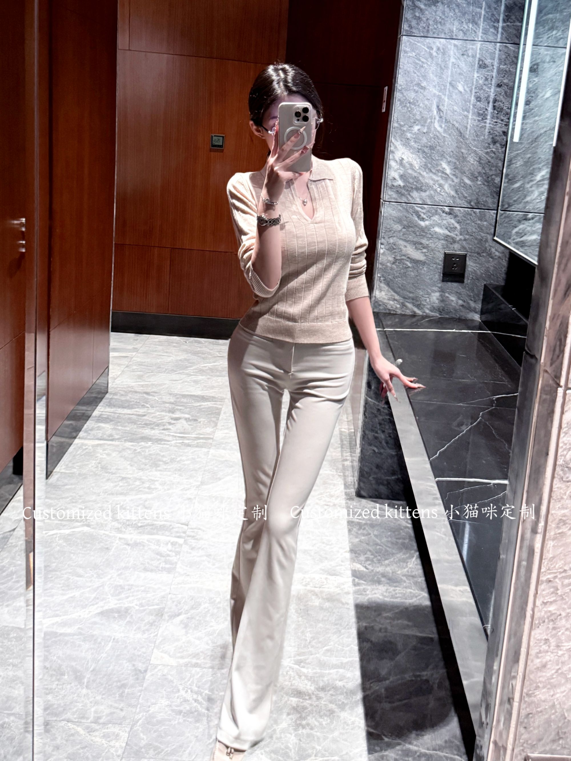 猫咪【腿精神器】气质韩版松弛感休闲百搭原创显瘦遮肉高腰微喇裤