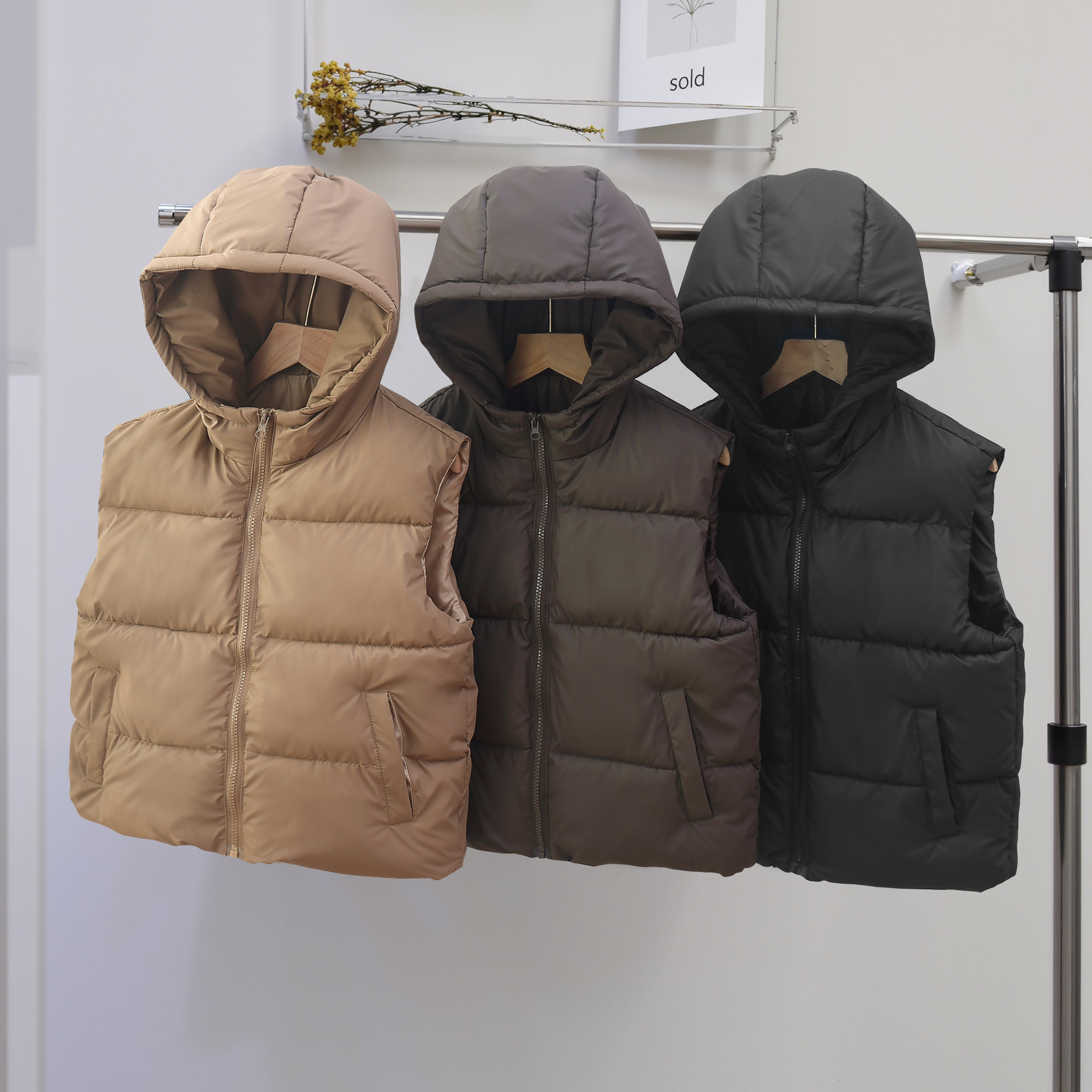 儿童大码小羊皮皮面连帽马甲男女童外穿加厚马夹保暖秋冬