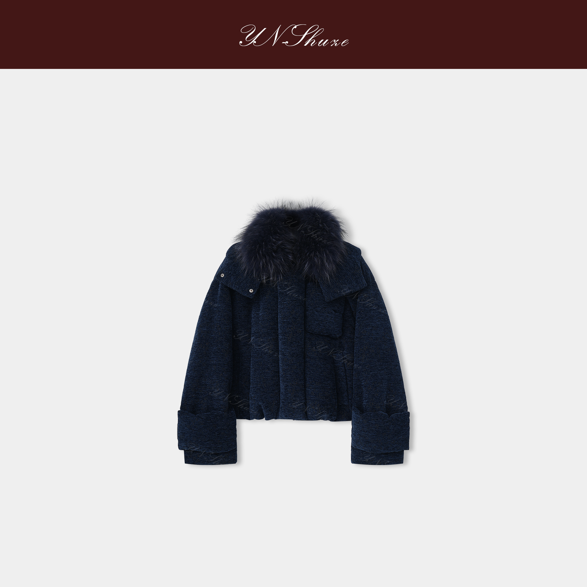 YN-SHUZE设计师连帽款大毛领鹅绒服SZ-YNB-D69212