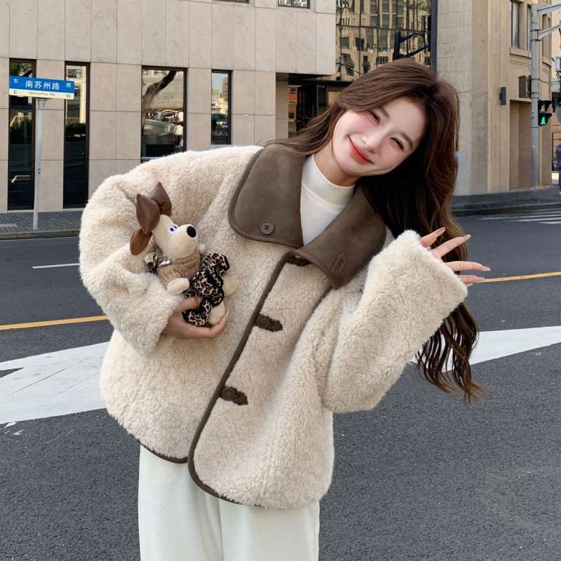 两面穿皮毛一体羊羔毛外套女秋冬新款小个子超好看独特爆款棉衣潮