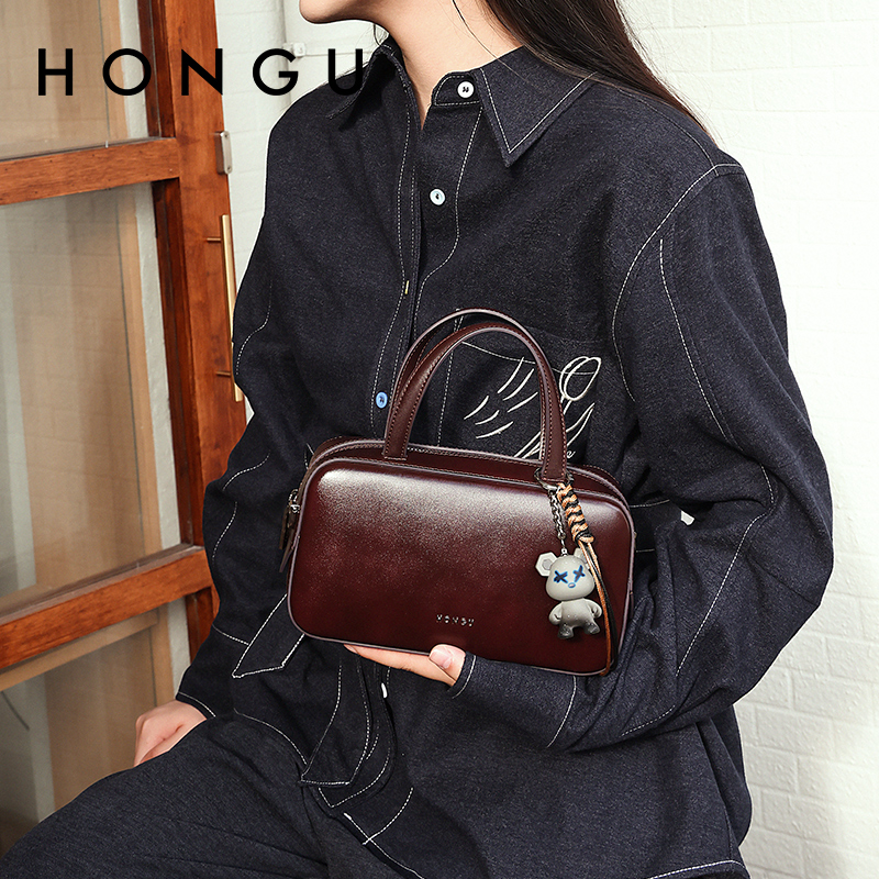 HONGU/红谷红谷保龄球包复古小方包肩包多功能斜跨包H5136634
