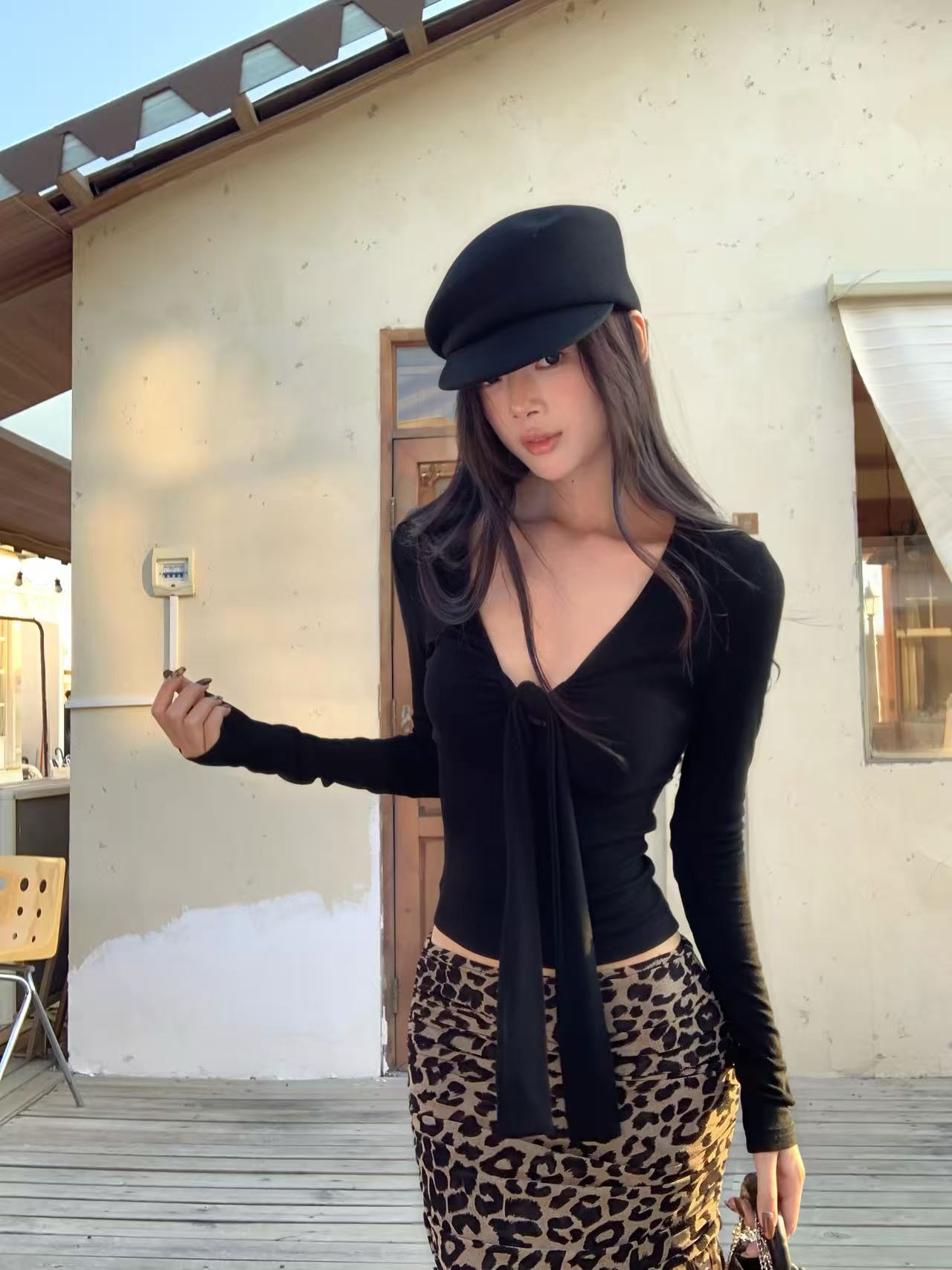 .TongTong 性感纯御辣妹复古野性风豹纹裙套装