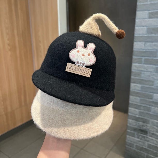 【萌娃刚需】宝宝帽子韩系短檐卡通毛呢马术帽秋冬男女童保暖骑士帽