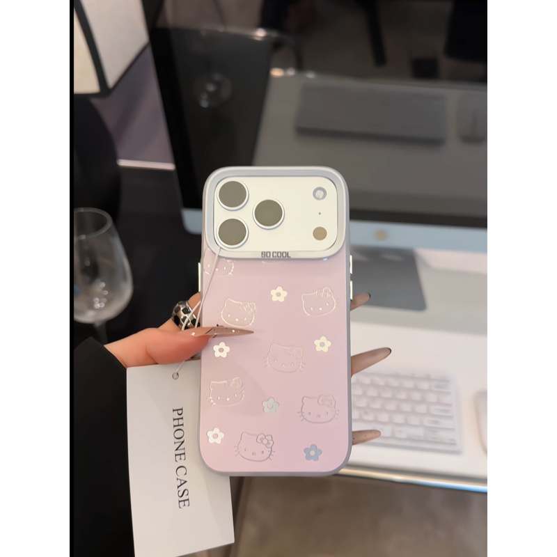 花朵线条kt适用苹果17pro手机壳16pm彩银华为p荣耀oppo小米17防摔