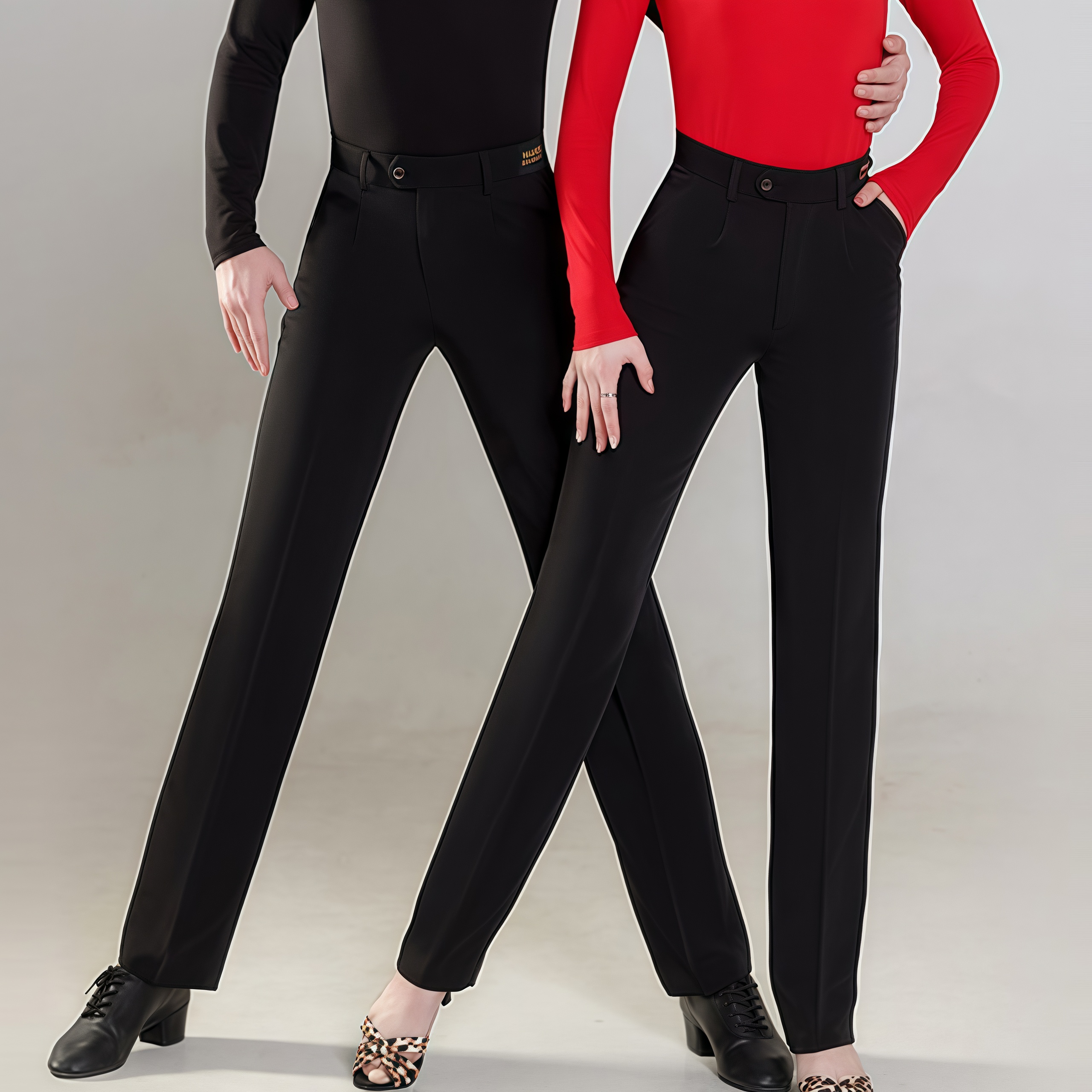 服装拉丁舞裤男士高腰小裤脚舞蹈裤女士2025年黑色跳舞练功长裤子