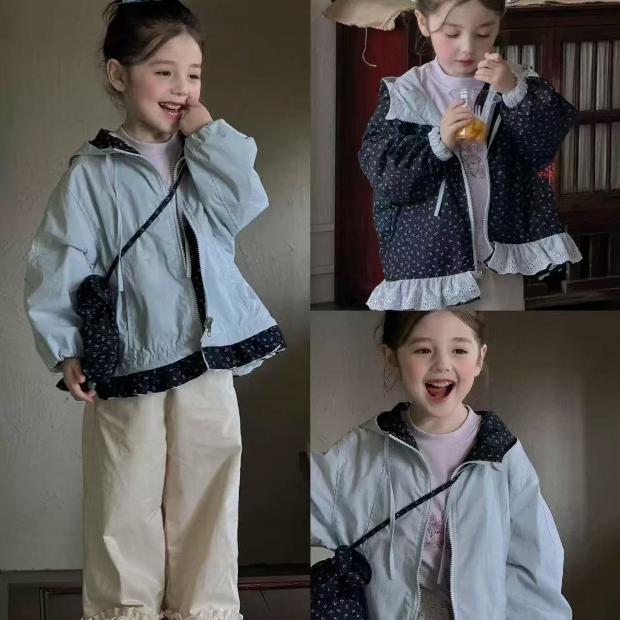 现货【两面穿外套】郝叔童品秋季新款2025女童时尚网红外套潮HR5329