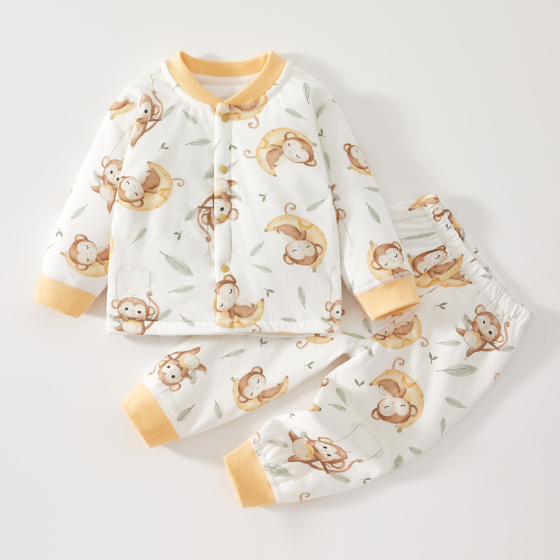 【40g夹棉】婴儿秋冬0-1岁分体套装保暖款新生儿长袖睡衣纯棉全棉