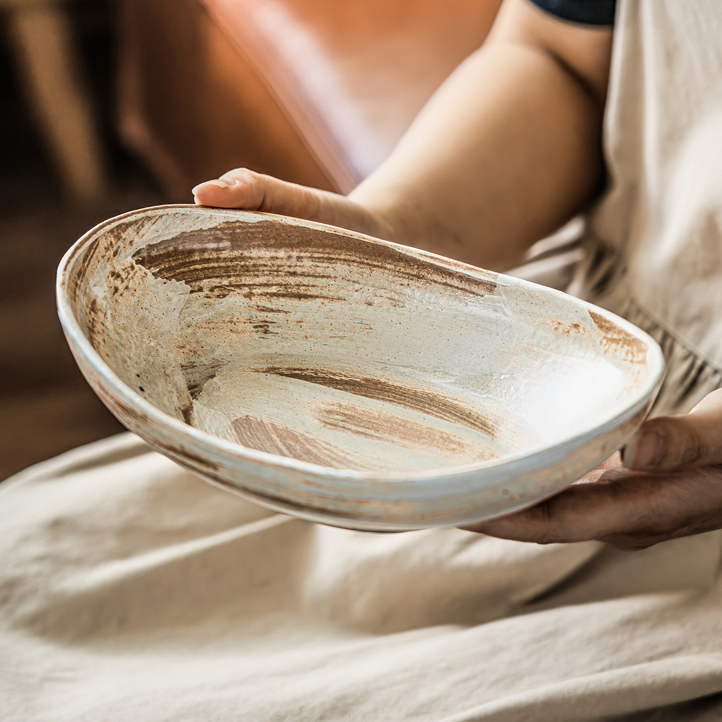椭圆碗日式粗陶复古风家用元宝碗厨房餐具菜碗水果碗拉面碗甜品碗