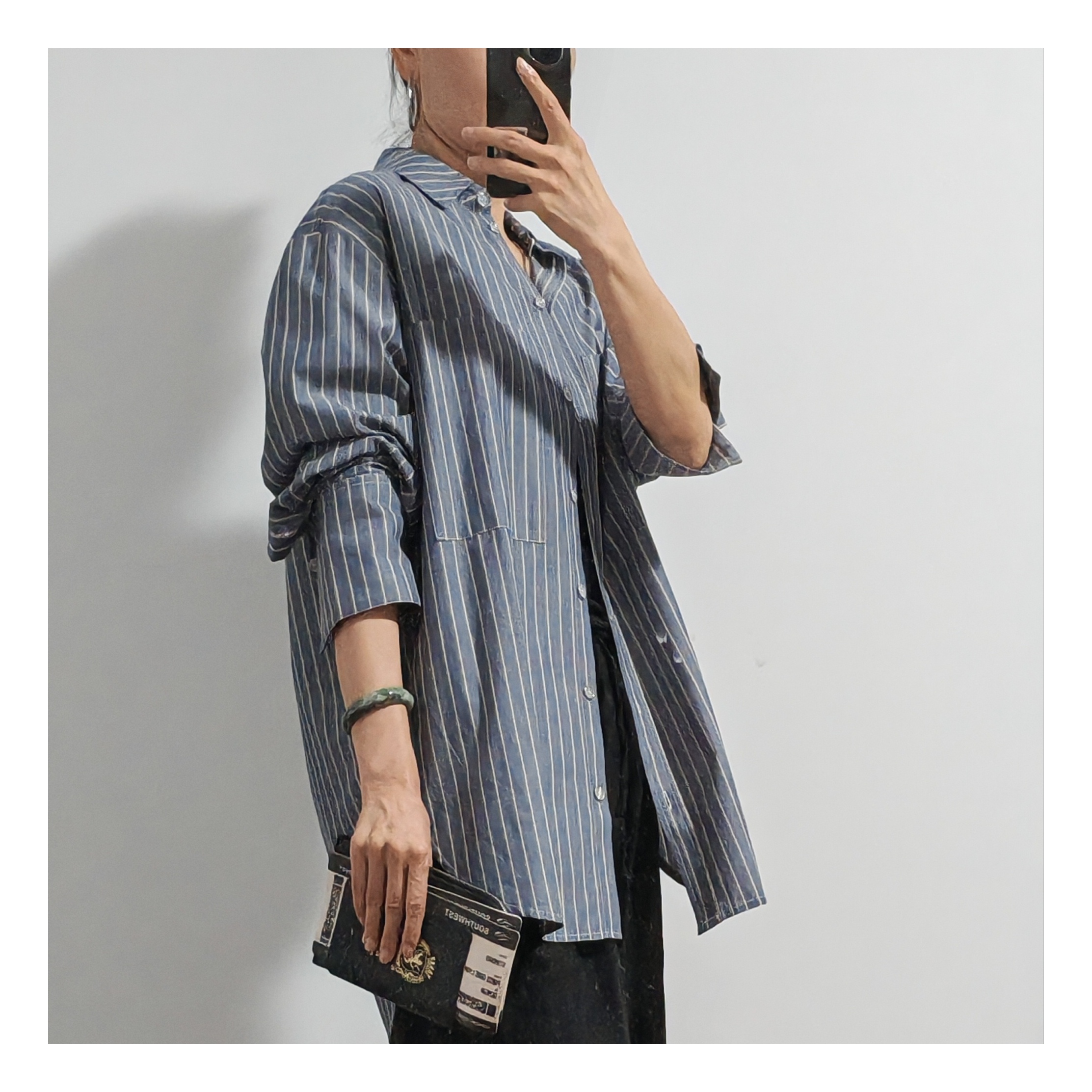 春夏新款宽松翻领长袖女士休闲衬衫