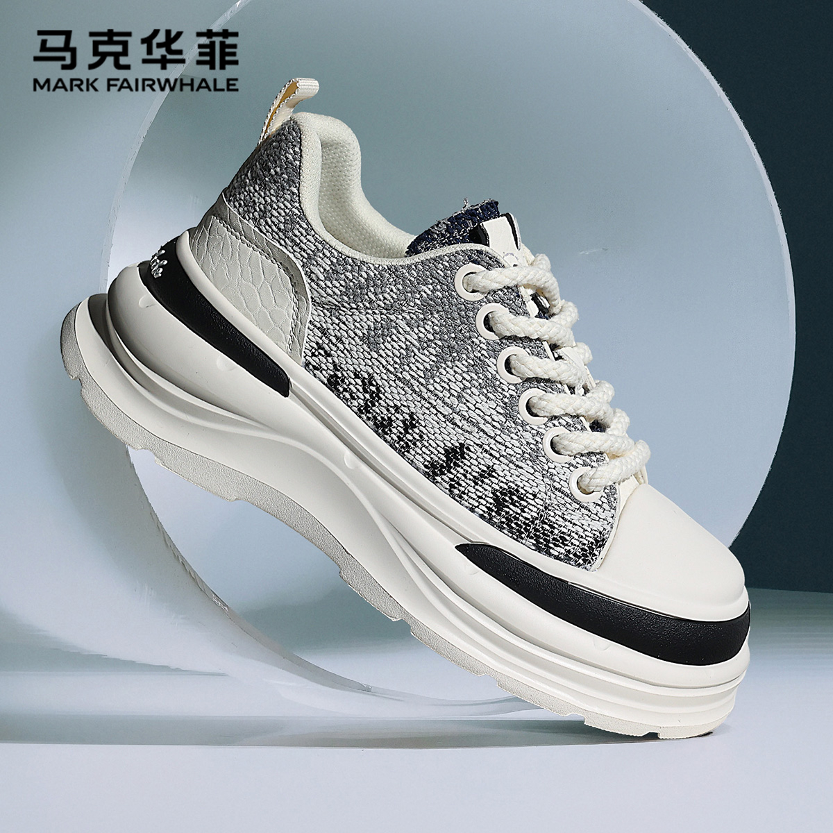 马克华菲小白鞋男款2025秋冬新款厚底运动休闲鞋男鞋增高潮鞋子男