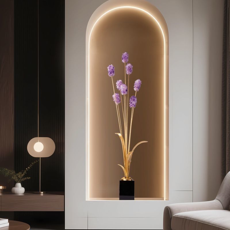 新款黄铜水晶麦穗摆件高级轻奢适合客厅电视柜壁龛装饰旺宅简约