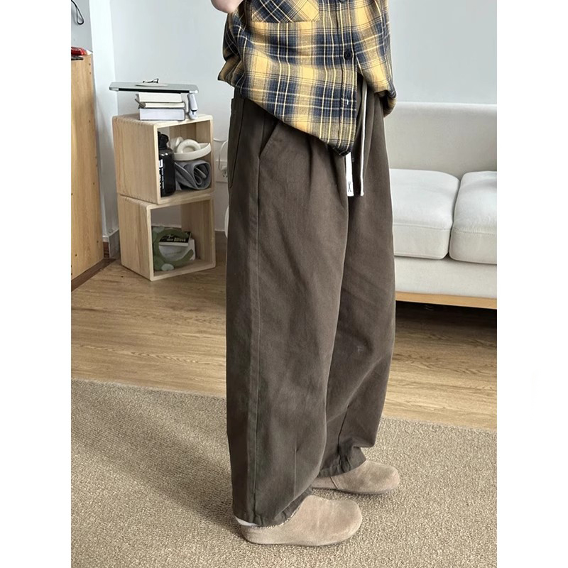 sawp日系卫裤男2025秋季新款裤子阔腿裤百搭保暖高腰立体美式扎染