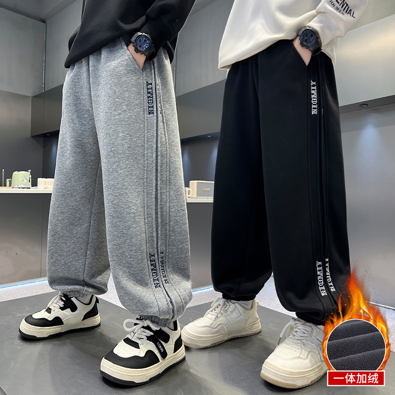 男童冬季裤子2025新款儿童冬装秋冬款一体绒加绒加厚卫裤运动裤潮