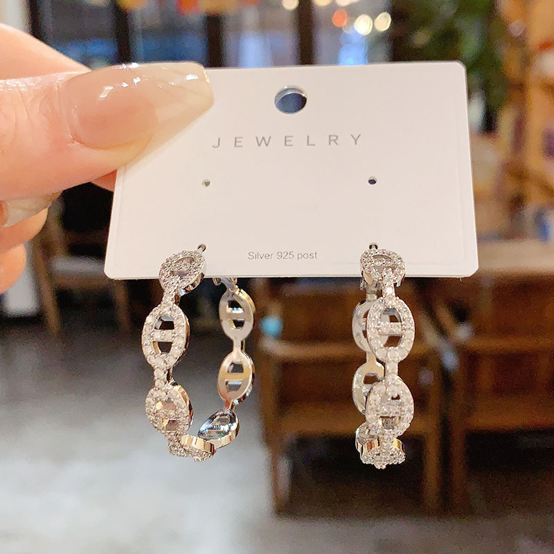 铜合金亚克力耳饰 高级感大气猪鼻耳圈女欧美时尚气质网红耳环