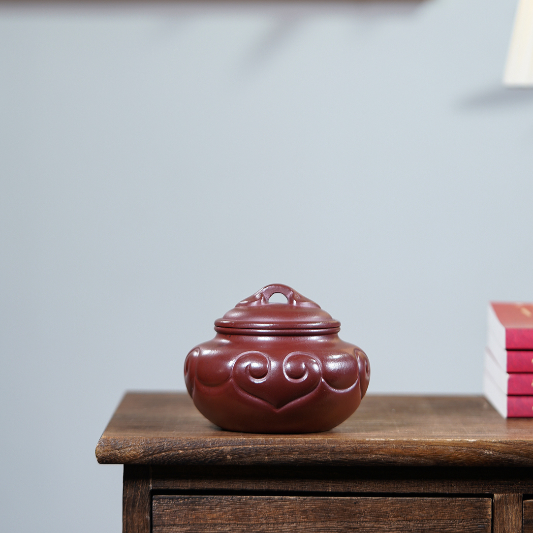 宜兴紫砂陶瓷如意茶叶罐中式醒茶罐