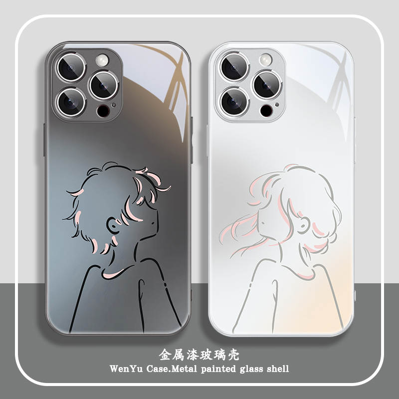 适用苹果17/华为mate70/小米15/oppo/vivo简约情侣恩爱一对手机壳