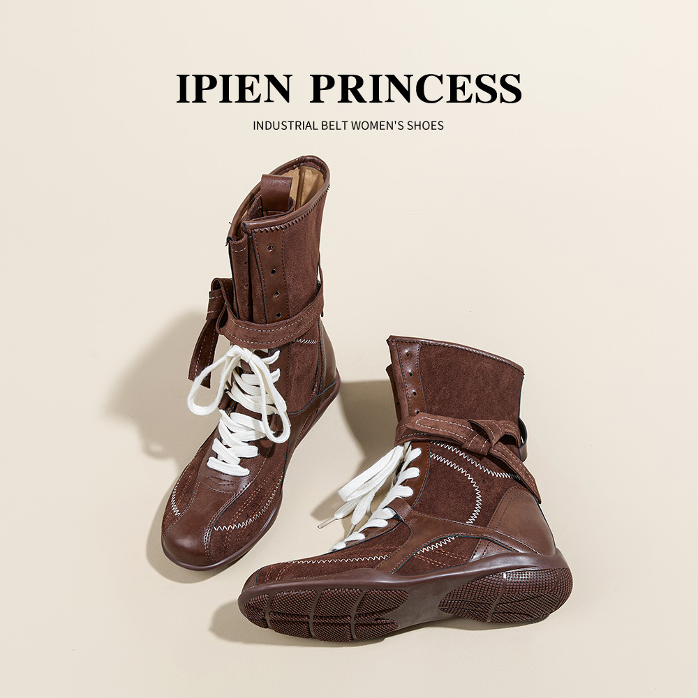 厚底内增高5cm复古拳击靴女2025秋冬新款美拉德女鞋网红款ins单靴