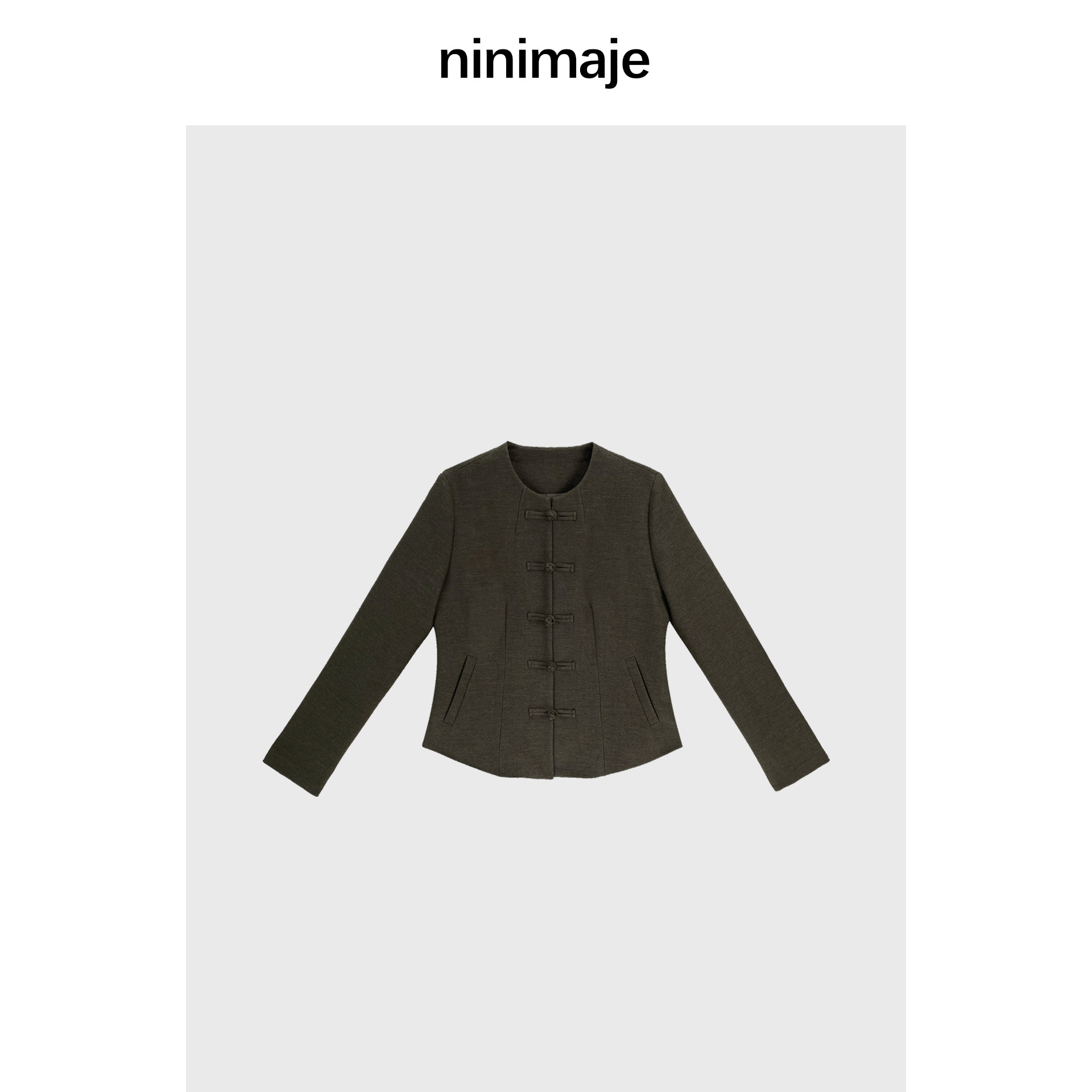 NanBeiBei 极简新中式设计款立体剪裁盘扣中式西装外套 6380