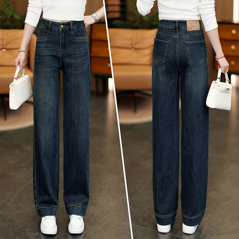 加厚阔腿牛仔裤女2025秋冬爆款新款窄版直筒裤宽松显瘦垂感长裤子