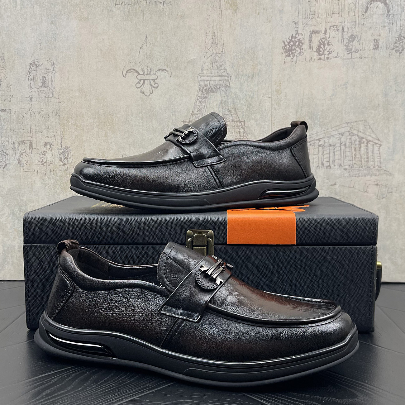 广州真皮男鞋2025秋季新款轻便软底透气正装皮鞋中年牛皮乐福鞋