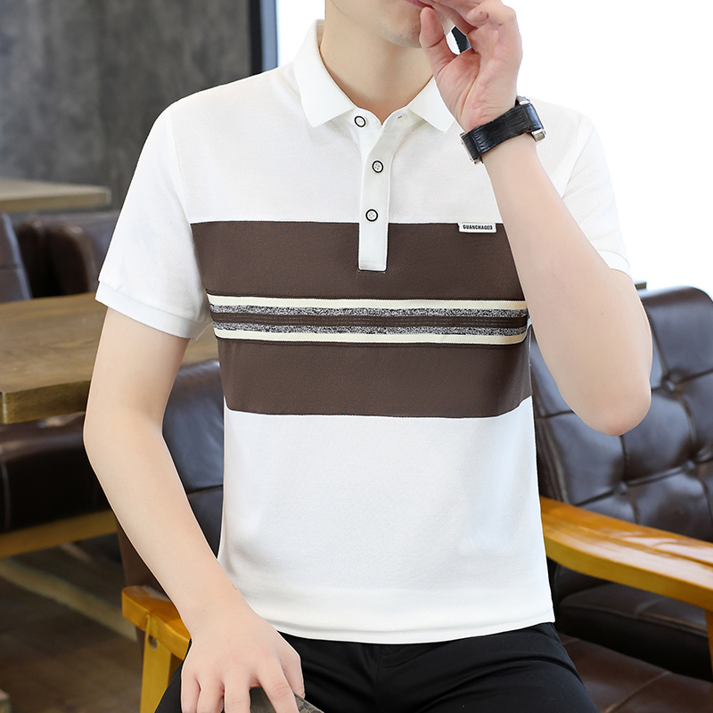 高档撞色翻领短袖T恤Polo衫男士夏季潮流时尚半袖体恤男装H5132