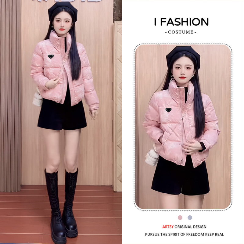 高级感欧货减龄长袖短款棉服女2025年冬季新款休闲显瘦面包服外套