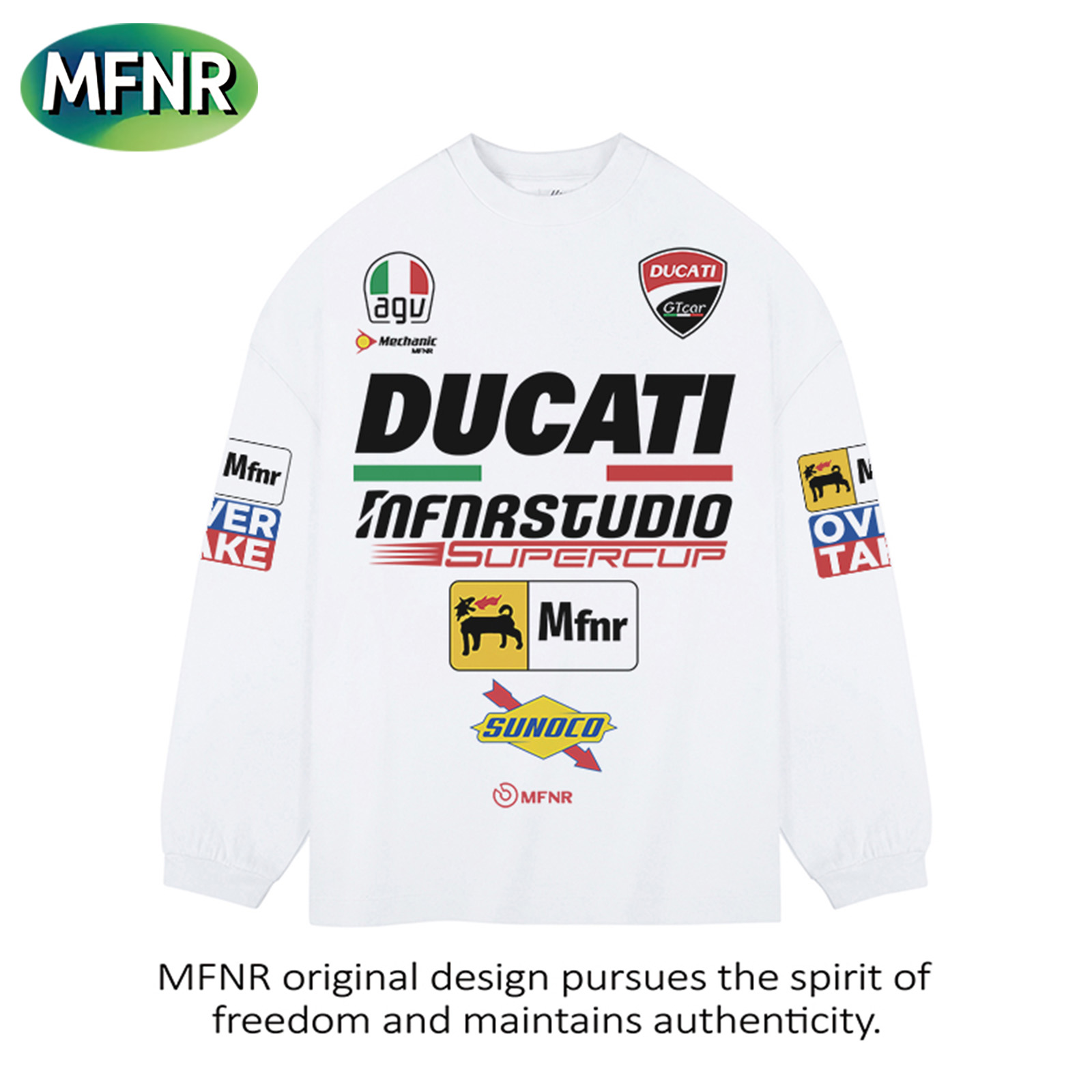 街头美式oversize高级感印花长袖男女秋季百搭设计感重磅纯棉T恤