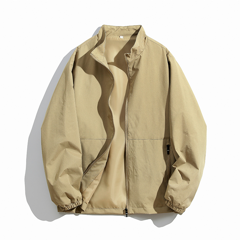 春秋立领男工装夹克防风休闲大码风衣百搭纯色行政夹克防水外套潮