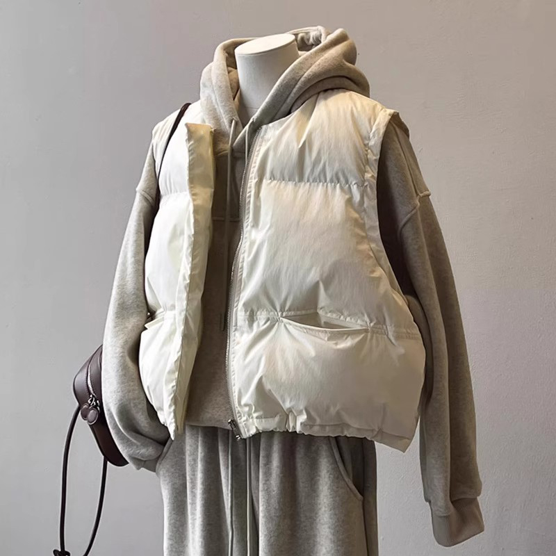 2026秋冬季新款女士羽丝棉服马甲立领加厚短马夹时尚韩版南瓜背心