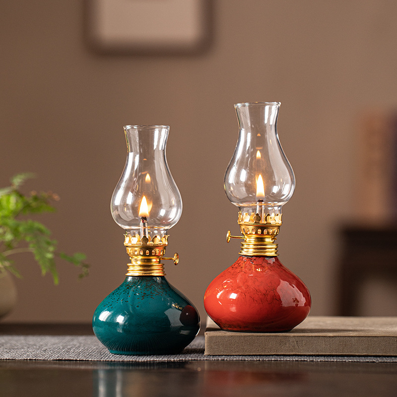 酥油熏香灯露营长明灯陶瓷家用煤油灯氛围小夜灯酥油熏香炉香薰灯