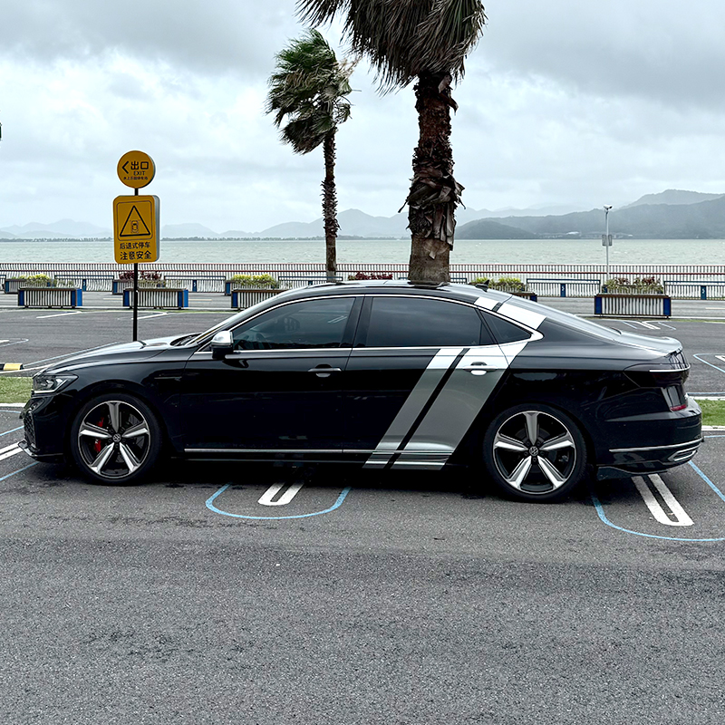 适用于大众帕萨特银色拉花迈腾速腾后叶子板车贴朗逸凌度装饰贴纸