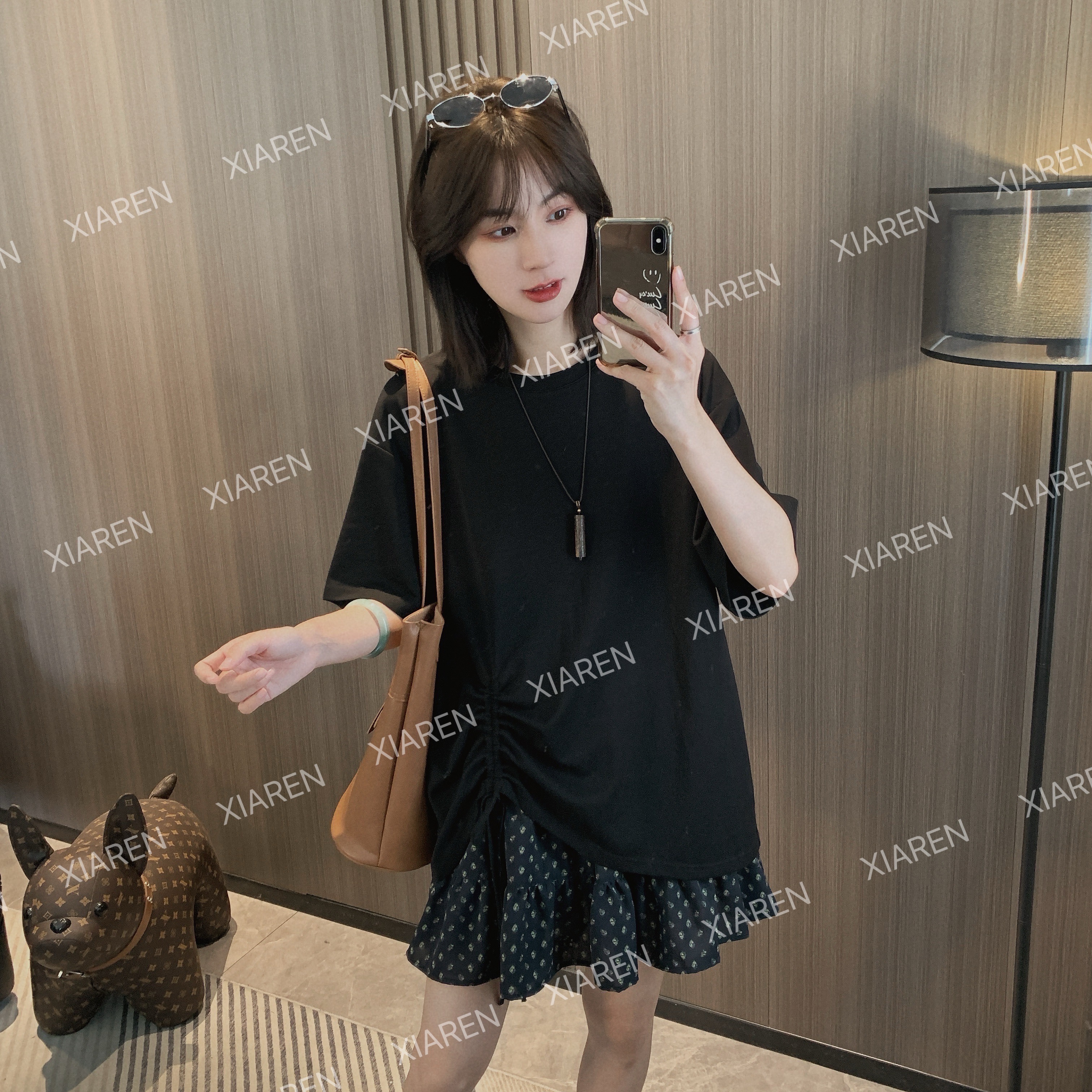 XIAREN【不规则绑带T】设计感短袖T恤百搭休闲上衣老钱风松弛感女装