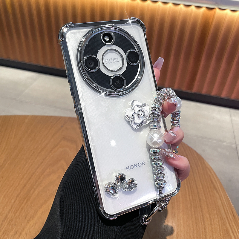 潮多米适用荣耀x70手机壳新款女荣耀x60网红透明镶钻全包保护套