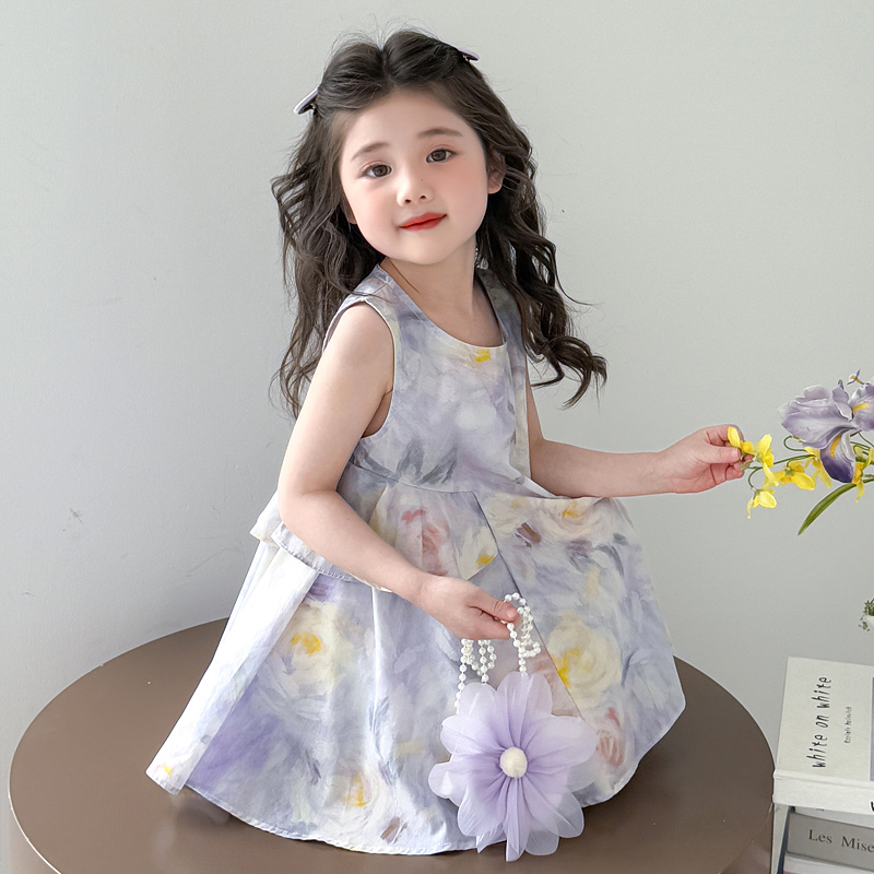 女童连衣裙夏装新款女孩公主裙洋气儿童衣服夏季宝宝背心裙子