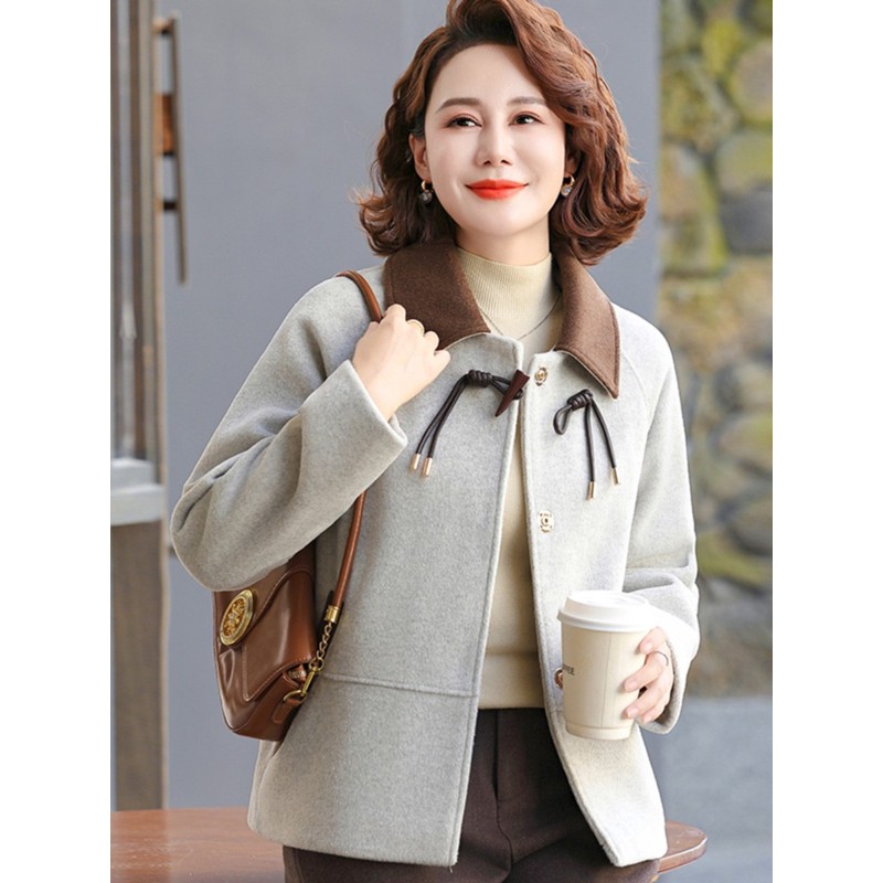 中年妈妈秋装短外套洋气2025新款高贵上衣中老年女士春秋毛呢大衣