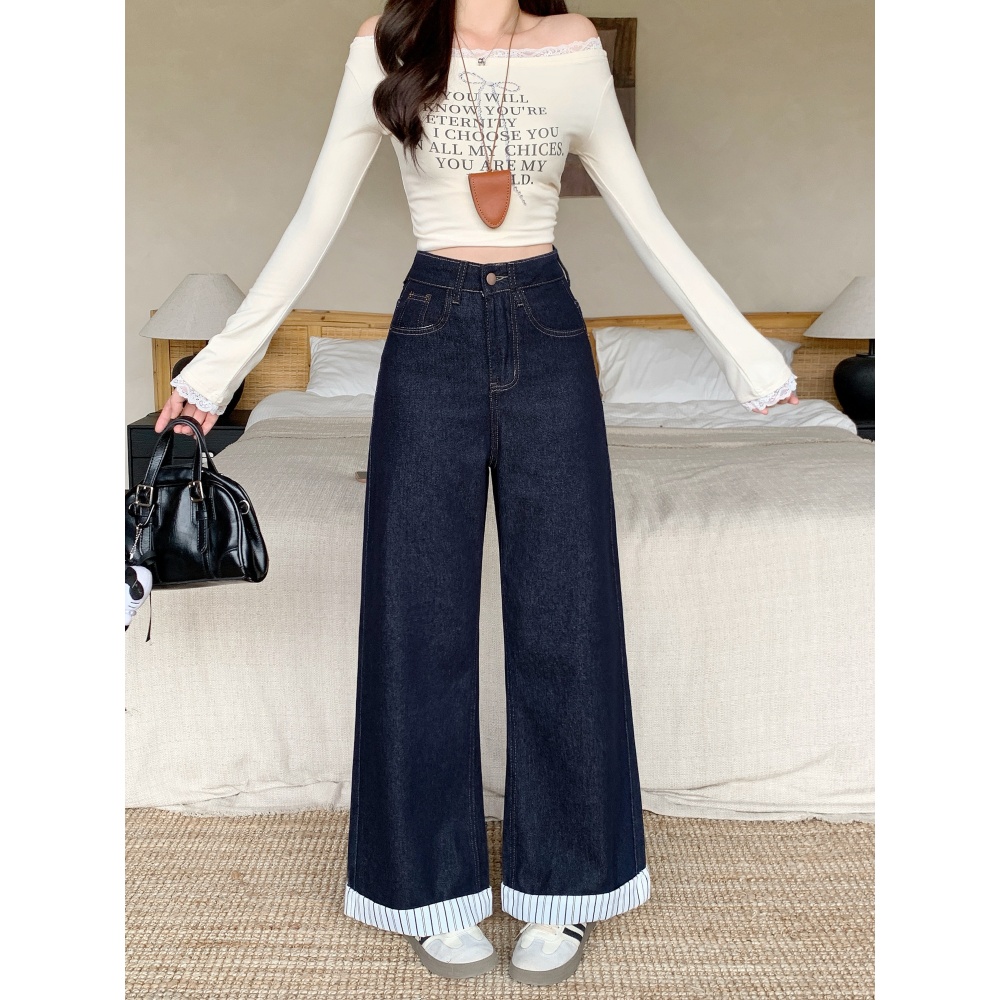 【运费补贴】2025秋季大码复古阔腿牛仔裤高腰宽松直筒拖地裤66158